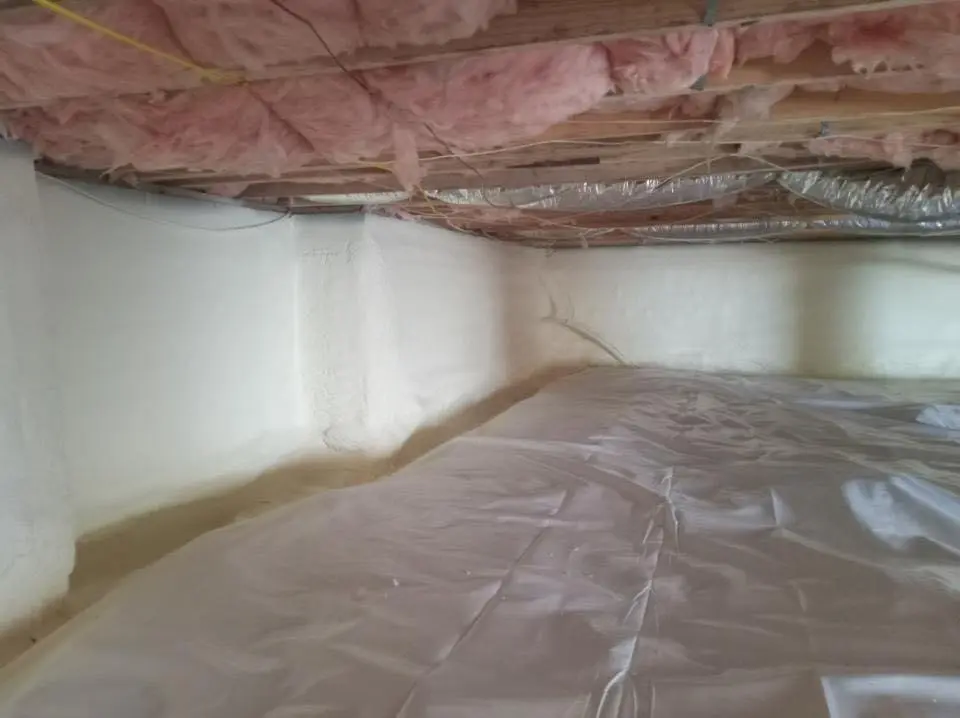 Crawl space encapsulation with closed-cell spray foam for Spray Foam Roofing in Mendon