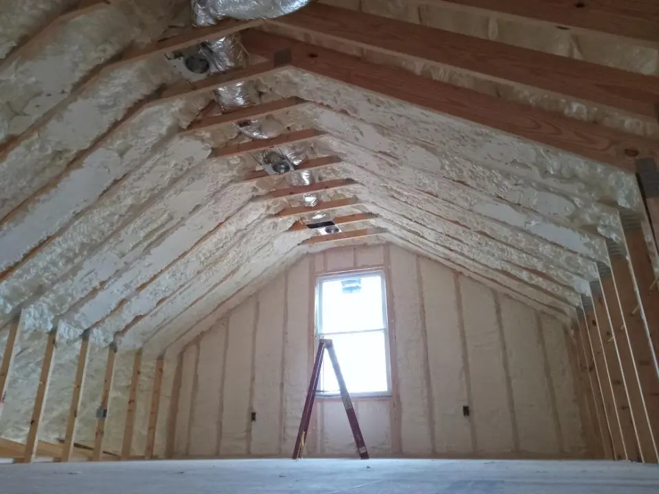 Spray foam roofing application for Crawl Space Insulation project in Mendon